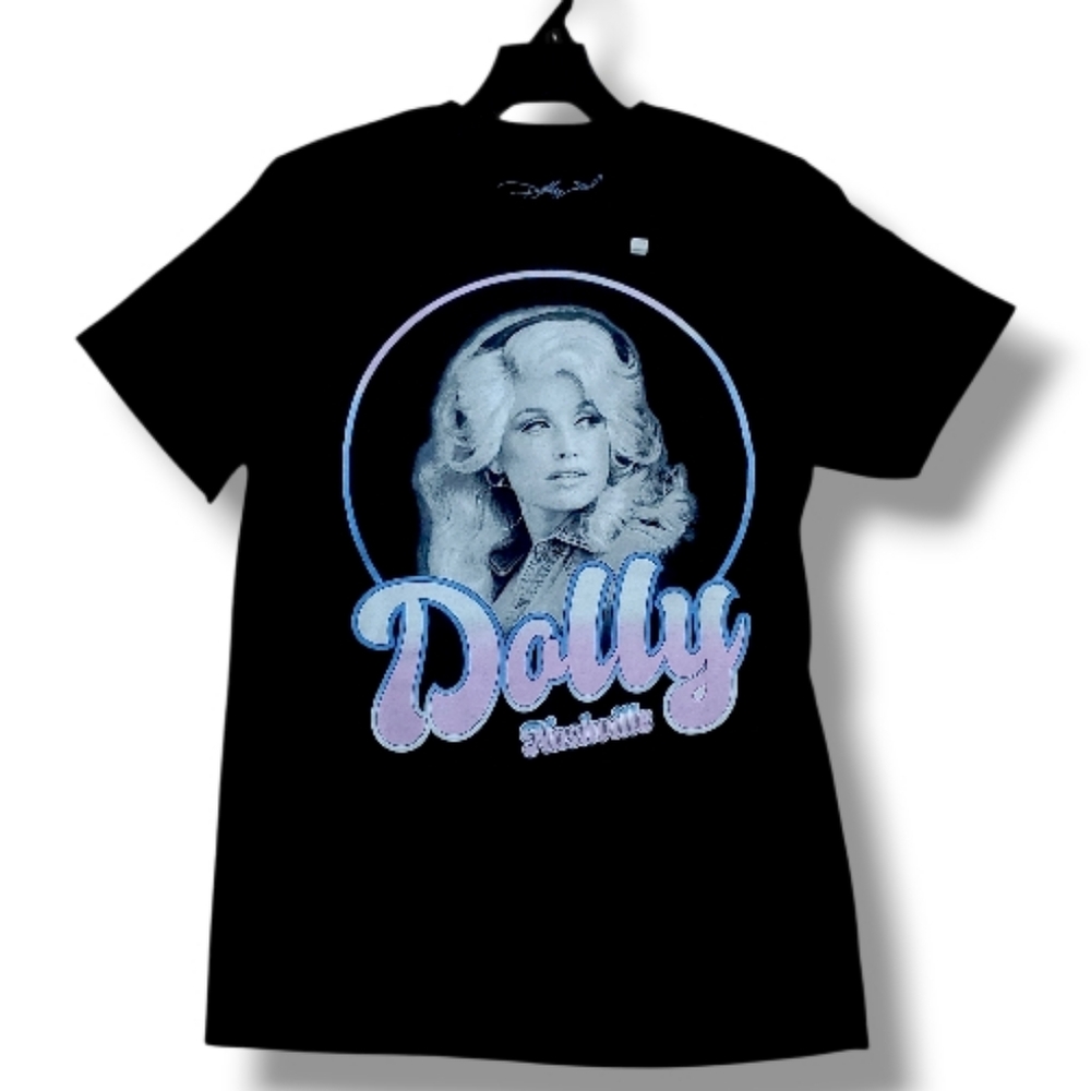 NWT Dolly Parton Mens Black Graphic Tee Short Sleeve Graphic T-Shirt Small